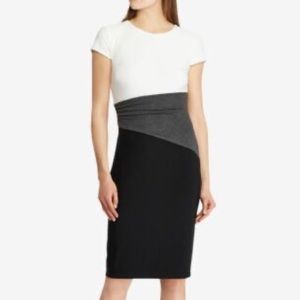Ralph Lauren Black Color Block Wear to Work Sheath Petite Dress